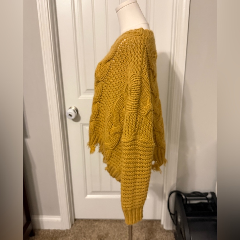 She + Sky Mustard Cable Knit Cropped Sweater - Picture 2 of 12